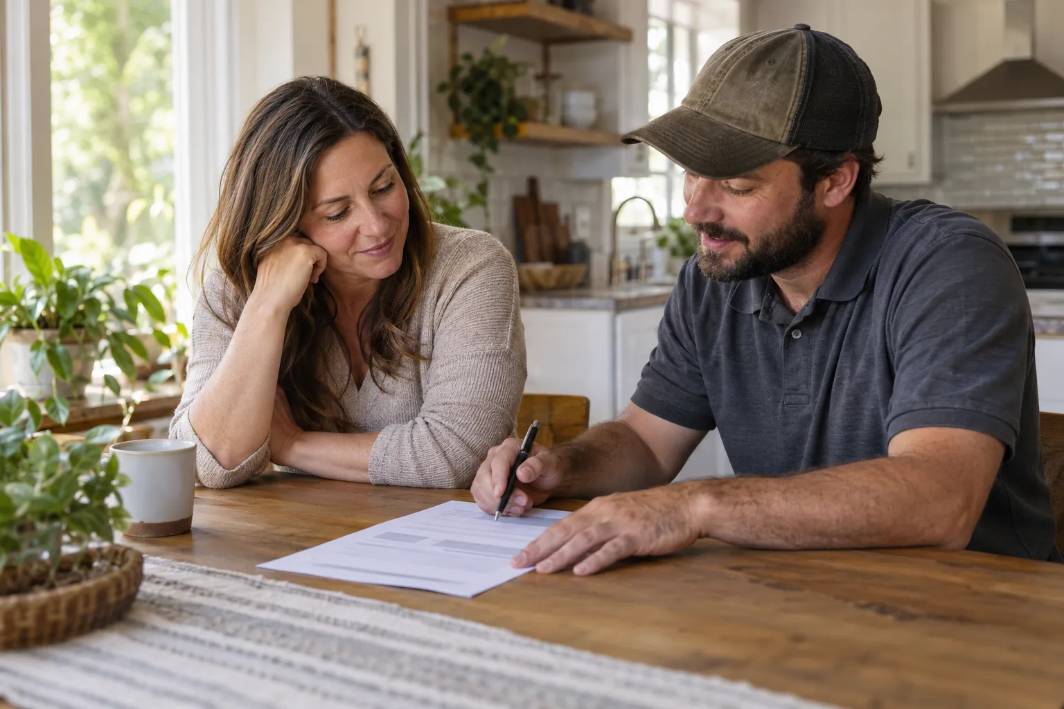 Homeowner reviewing a written mold quote with a local provider in the Brighton area